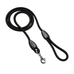 Adori Looplijn Nylon Rond Zwart - Hondenriem - 200x1.3 Cm