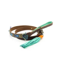 Dwam Looplijn Boho Juan S Bruin&Blauw - Hondenriem - 135x1.7 Cm